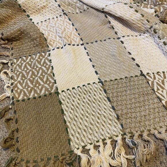 Woven Throw Blanket Fringe Soft Cotton Multicolor Check LoonLake Weaver 43”x53” - Picture 5 of 6